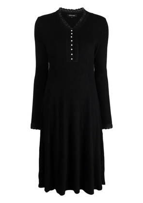 tout a coup ribbed V-neck midi dress - Black