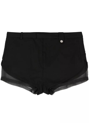 EGONlab. sheer panelling wool mini shorts - Black