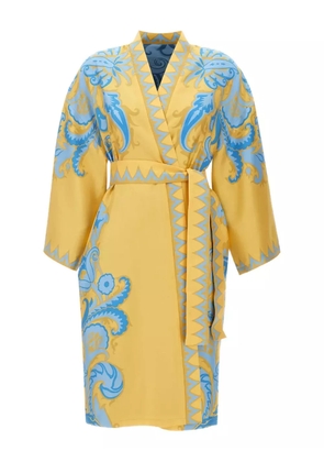 ETRO ornate-print belted robe dress - Yellow