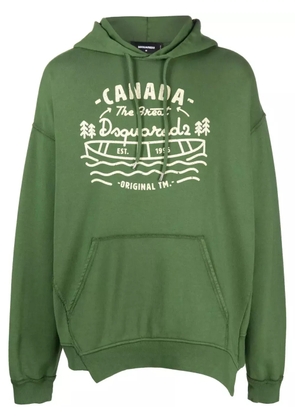 DSQUARED2 graphic-print cotton hoodie - Green