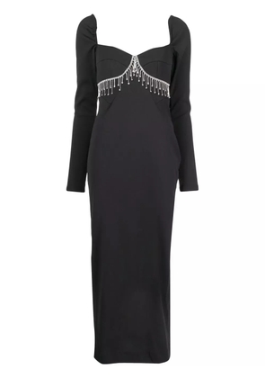 ANOUKI rhinestone-trim low-back dress - Black