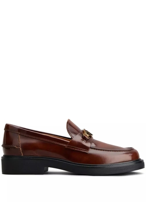 Tod's logo-plaque leather loafers - Brown