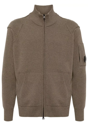 C.P. Company waffle-knit roll-neck cardigan - Brown