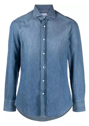 Brunello Cucinelli spread-collar denim shirt - Blue