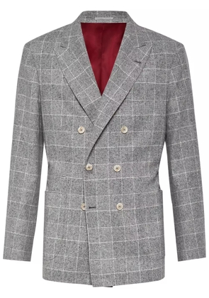 Brunello Cucinelli single-breasted checked blazer - White