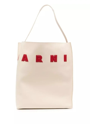 Marni small Museo leather tote bag - White