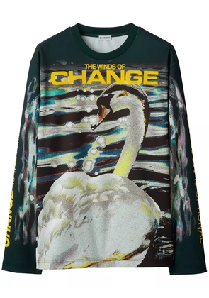 Burberry Swan-print long-sleeved T-shirt - Black