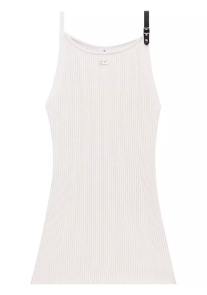 Courrèges buckle-strap ribbed-knit dress - Neutrals
