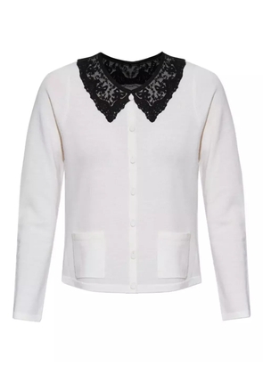 LoveShackFancy lace collared pocket cardigan - White