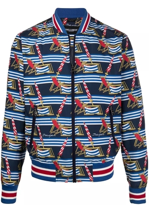 Dolce & Gabbana all over print bomber jacket - Blue