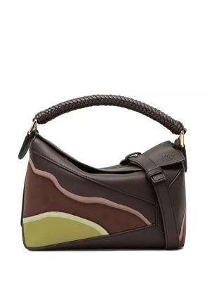 LOEWE Puzzle braided-handle panelled tote bag - Brown