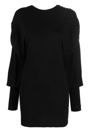 The Attico gathered-sleeve detail dress - Black