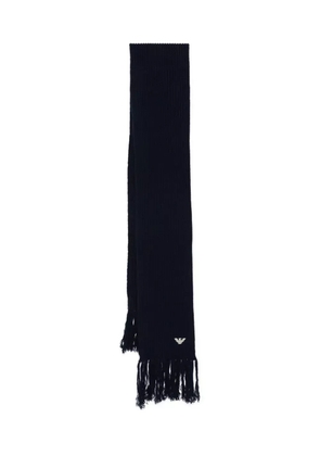 Emporio Armani ribbed-knit fringed scarf - Blue