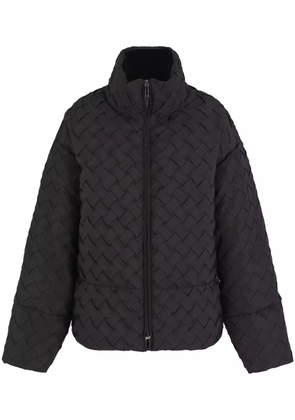 Emporio Armani basket-weave high-neck jacket - Black