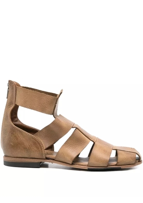 Shoto leather zipped sandals - Brown