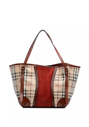 Burberry Pre-Owned 2000-2017 Small Suede Trimmed Haymarket Check Coated Canvas Canterbury tote bag - Brown