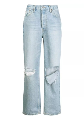 RE/DONE ripped-detail straight-leg jeans - Blue