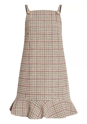 GANNI sleeveless checked minidress - Neutrals