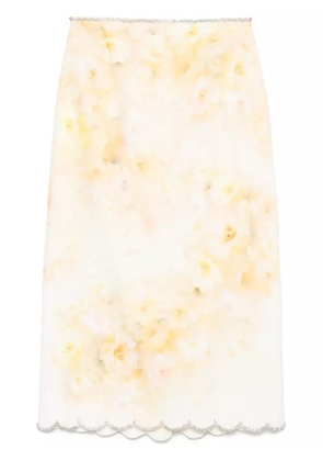 ZIMMERMANN Crush scalloped midi skirt - Yellow