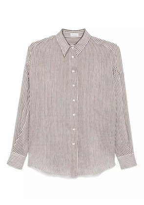Brunello Cucinelli striped organza shirt - Brown