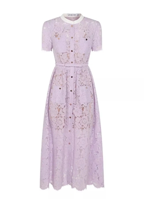 Self-Portrait lace button-up midi dress - Purple