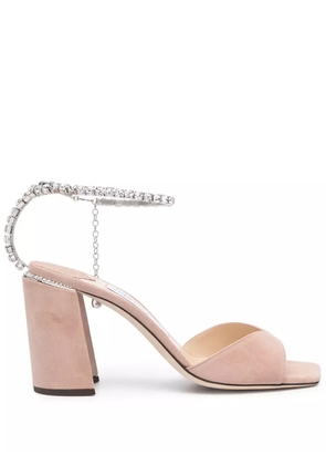 Jimmy Choo Saeda 85mm suede sandals - Neutrals