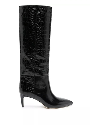 Paris Texas crocodile-embossed leather boots - Black