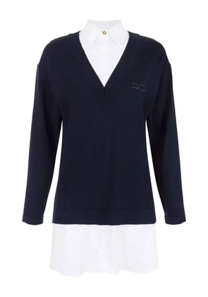 Elisabetta Franchi V-neck poplin knit mini dress - Black