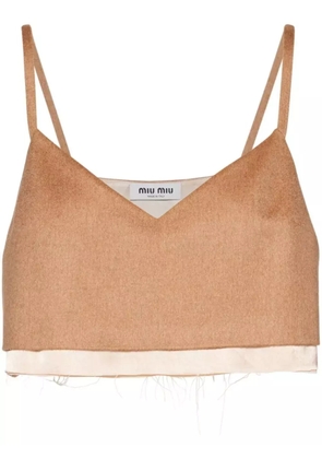 Miu Miu frayed crop top - Neutrals