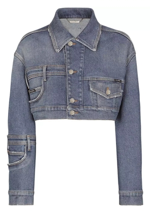 Dolce & Gabbana patchwork-denim cropped jacket - Blue