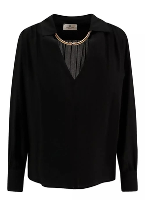 Elisabetta Franchi pleated-neck shirt - Black