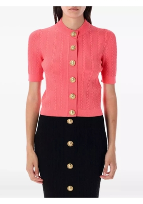 Balmain cable-knit buttoned cardigan - Pink
