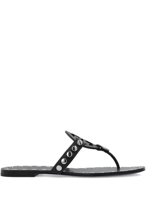 Tory Burch leather studded flat sandals - Black