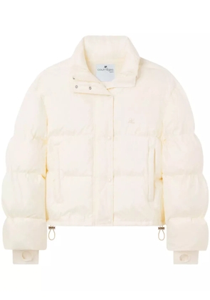 Courrèges logo-embroidered cropped puffer jacket - White