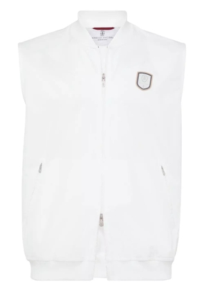 Brunello Cucinelli tennis badge stripe sweatshirt - White