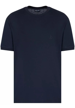 Giorgio Armani logo-embroidered T-shirt - Blue
