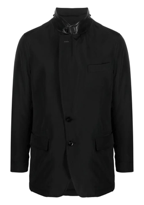 TOM FORD leather-trim single-breasted blazer - Black