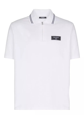 Balmain monogram-pattern polo shirt - White