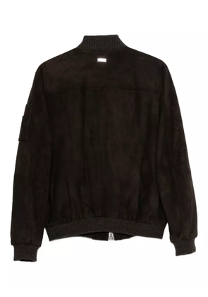 LES HOMMES panelled zip-up bomber jacket - Brown