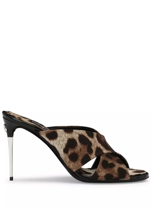 Dolce & Gabbana 85mm Keira leopard-print sandals - Brown