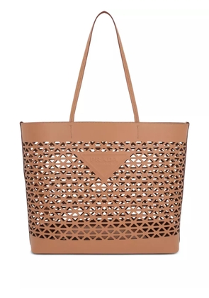 Prada logo-perforated tote bag - Neutrals