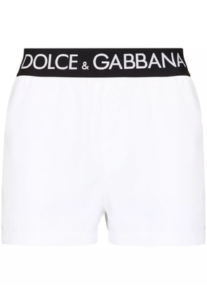 Dolce & Gabbana logo-waistband swim shorts - White