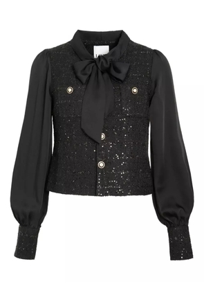 WEILL PARIS pussy bow tweed shirt - Black