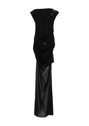 Alex Perry mesh-panel draped asymmetrical dress - Black