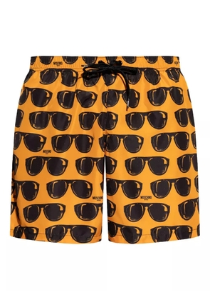 Moschino glasses-pattern swim shorts - Orange