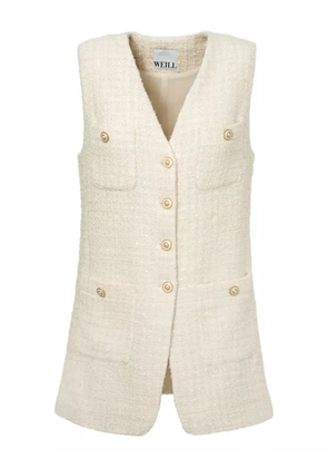 WEILL PARIS tweed button sleeveless gilet - Neutrals