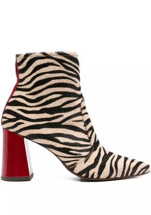 Chie Mihara 80mm zebra-print block-heel ankle boots - Neutrals
