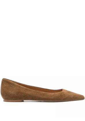 Aeyde pointed-toe suede flat pumps - Brown