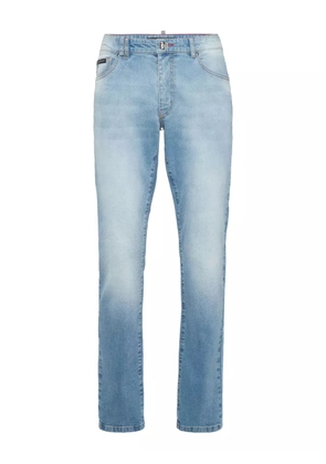 Philipp Plein logo-plaque straight-cut jeans - Blue