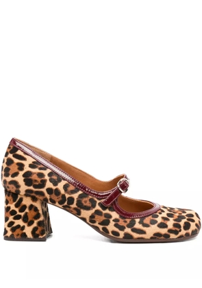 Chie Mihara 60mm leopard-print block-heel pumps - Brown